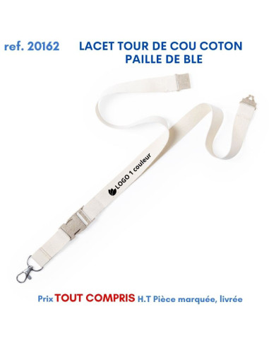 LACET TOUR DE COU COTON PAILLE DE BLE PP REF 20162 20162 lacet tour de cou publicitaire  2,38 €