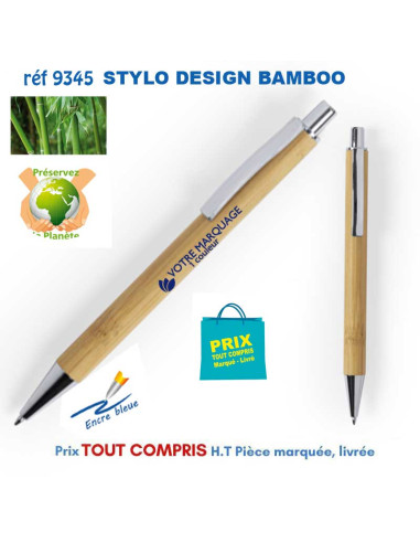 STYLO BILLE DESIGN BAMBOU REF 9345 9345 Stylos Bois, carton, recyclé  1,78 €