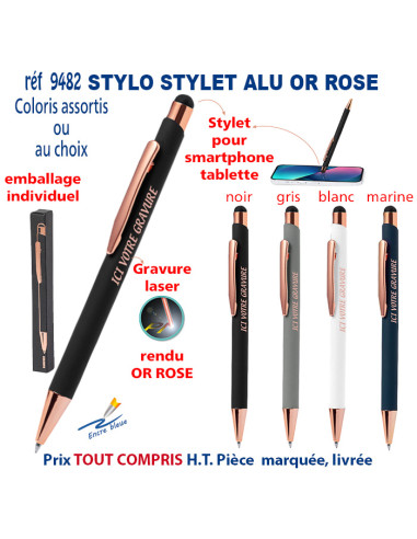 STYLO STYLET ALU OR ROSE 9482 STYLOS PUBLICITAIRES PERSONNALISES  2,23 €