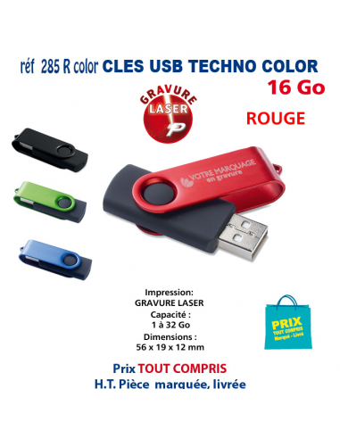 CLES USB REF 285R color 16 Go publicitaires personnalisées PMP