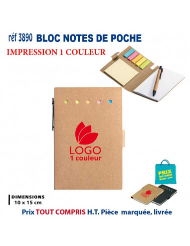 BLOC-NOTES DE POCHE REF 3890 3890 bloc notes - bloc mémos  1,19 €