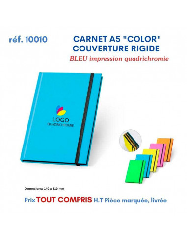 CARNET A5 COUVERTURE RIGIDE "COLOR" REF 10010 10010 Carnet personnalisé  6,94 €