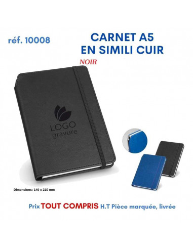 CARNET A5 EN SIMILI CUIR REF 10008 10008 Carnet personnalisé  11,96 €