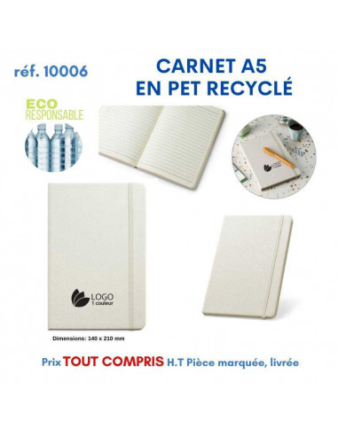 CARNET A5 EN PET RECYCLE REF 10006 10006 Carnet personnalisé  7,29 €