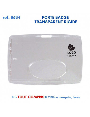 PORTE BADGE TRANSPARENT RIGIDE REF 8634 8634 lacet tour de cou publicitaire  0,57 €